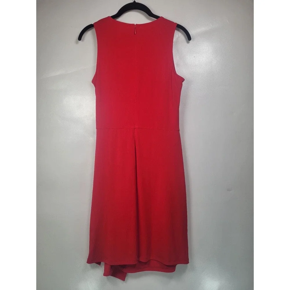 Michael Kors Large Rose Red Sleeveless Gathered Stud-Bar Women’s Dress Small - Picture 4 of 8